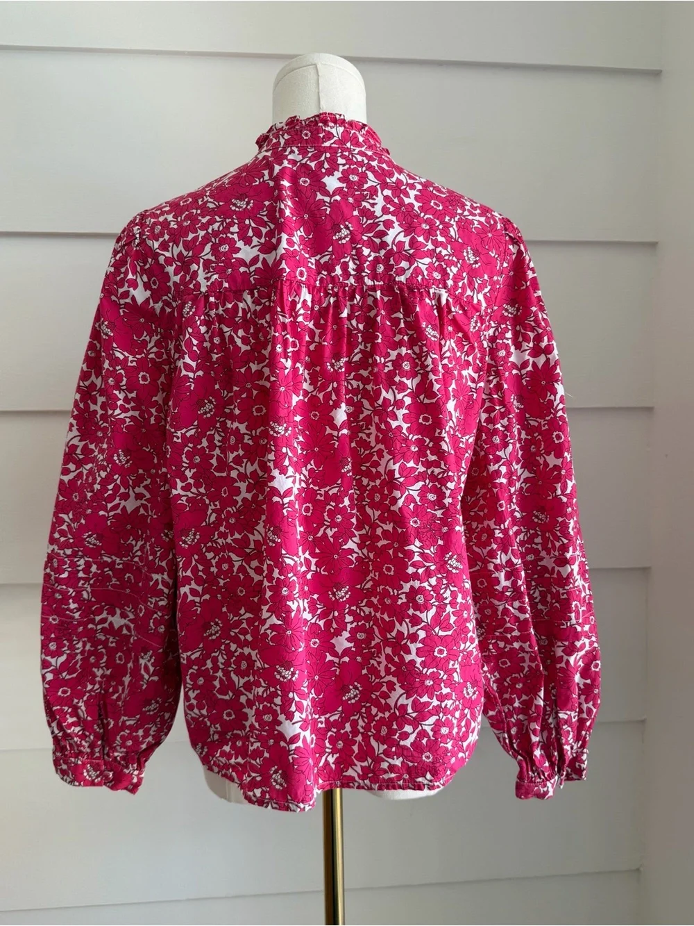J. Crew Pink Floral Long Sleeve Popover Blouse Top XS